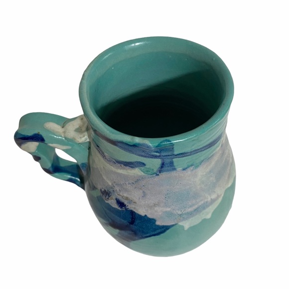 Studio Pottery Coffee Mug Blue Green Glazing - Picture 3 of 5